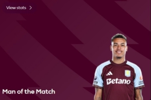 双响+任意球制胜，摩根·罗杰斯当选维拉2-1利兹联全场最佳球员